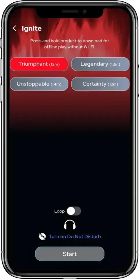 NuCalm Ignite App Screen