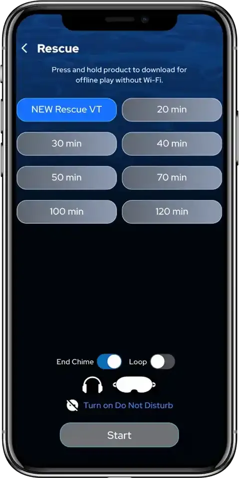 NuCalm Rescue App Screen