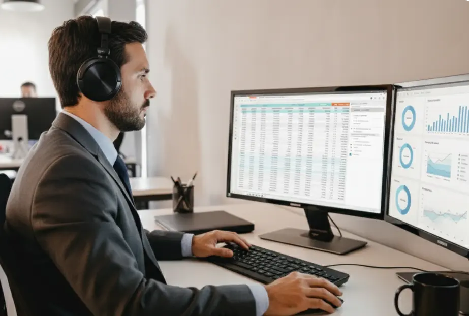 Man focused at desk using NuCalm