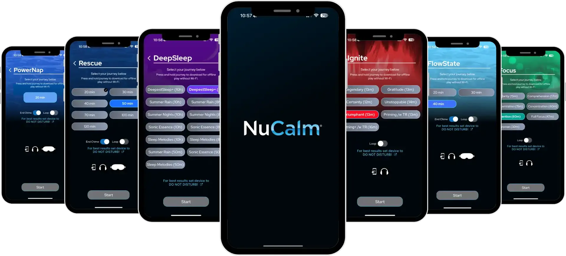 NuCalm App Screens