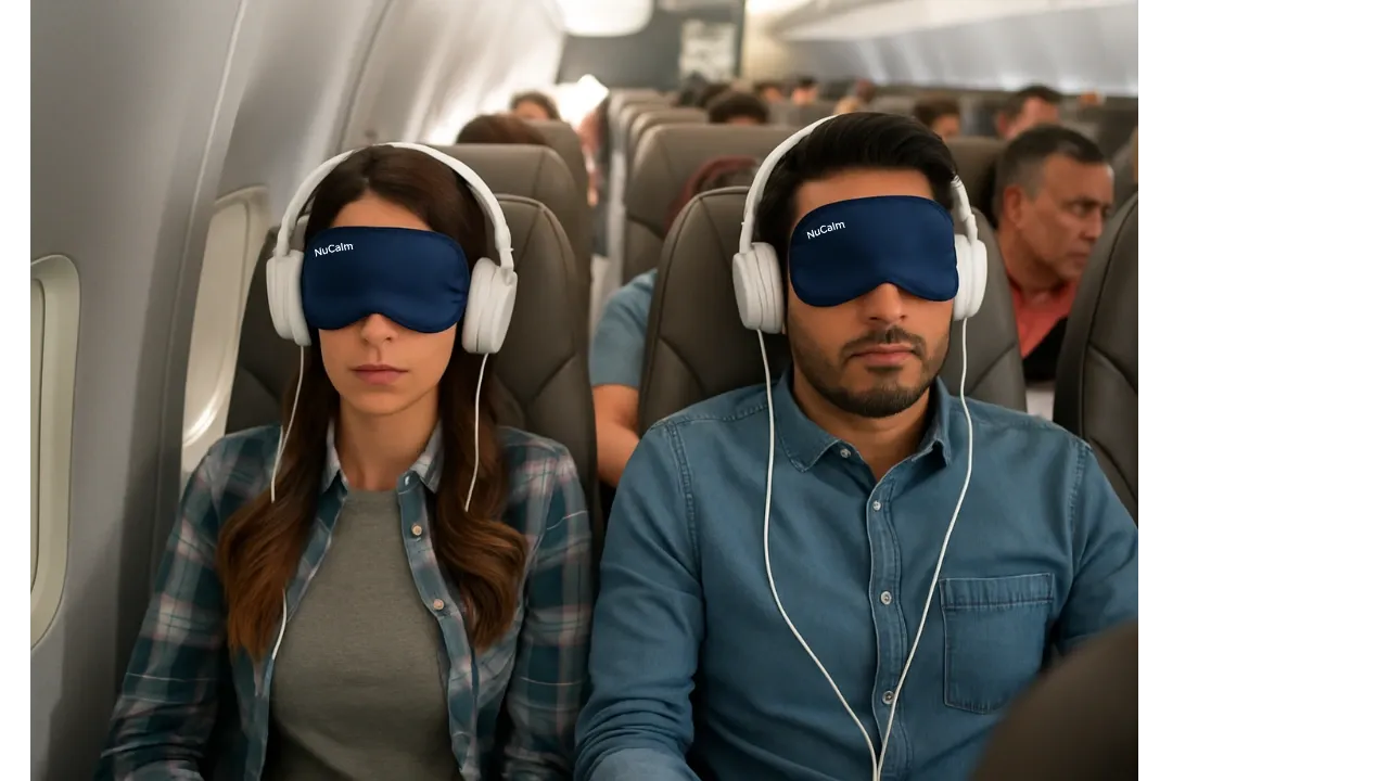 Passengers resting on a plane