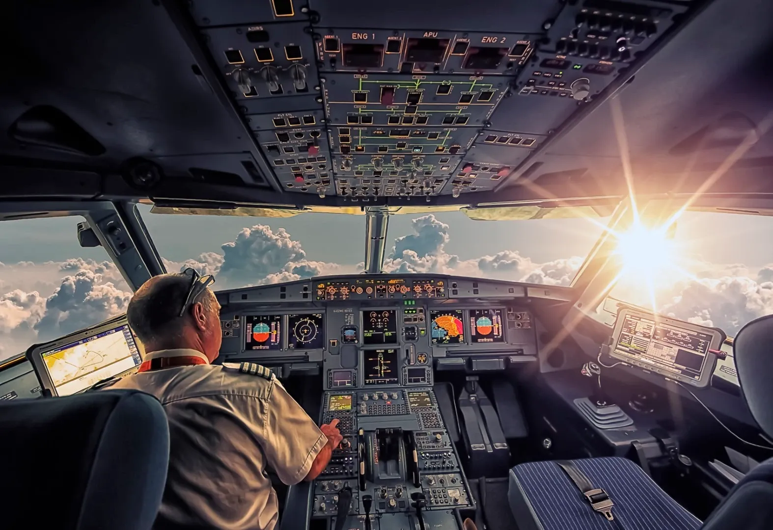 Pilot in cockpit