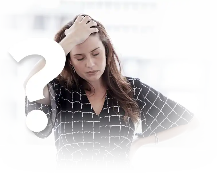 Stressed woman with question mark - Is this how you want to live?