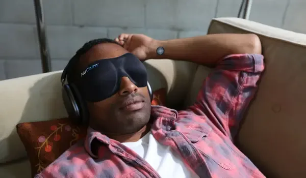 Person relaxing during a NuCalm session